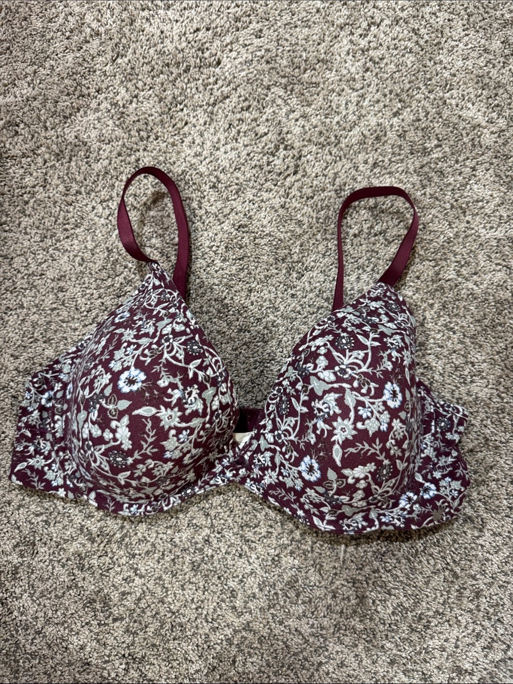 Lucky Brand Floral Lace Underwire Bra in Burgundy & White/Grey